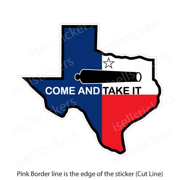 Texas State Flag Come And Take It Alamo Bumper Sticker Window Decal