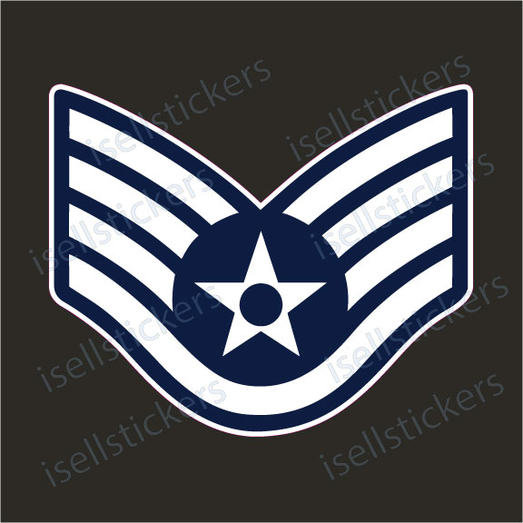 Air Force Staff Sergeant Rank E5 Bumper Sticker Window Decal